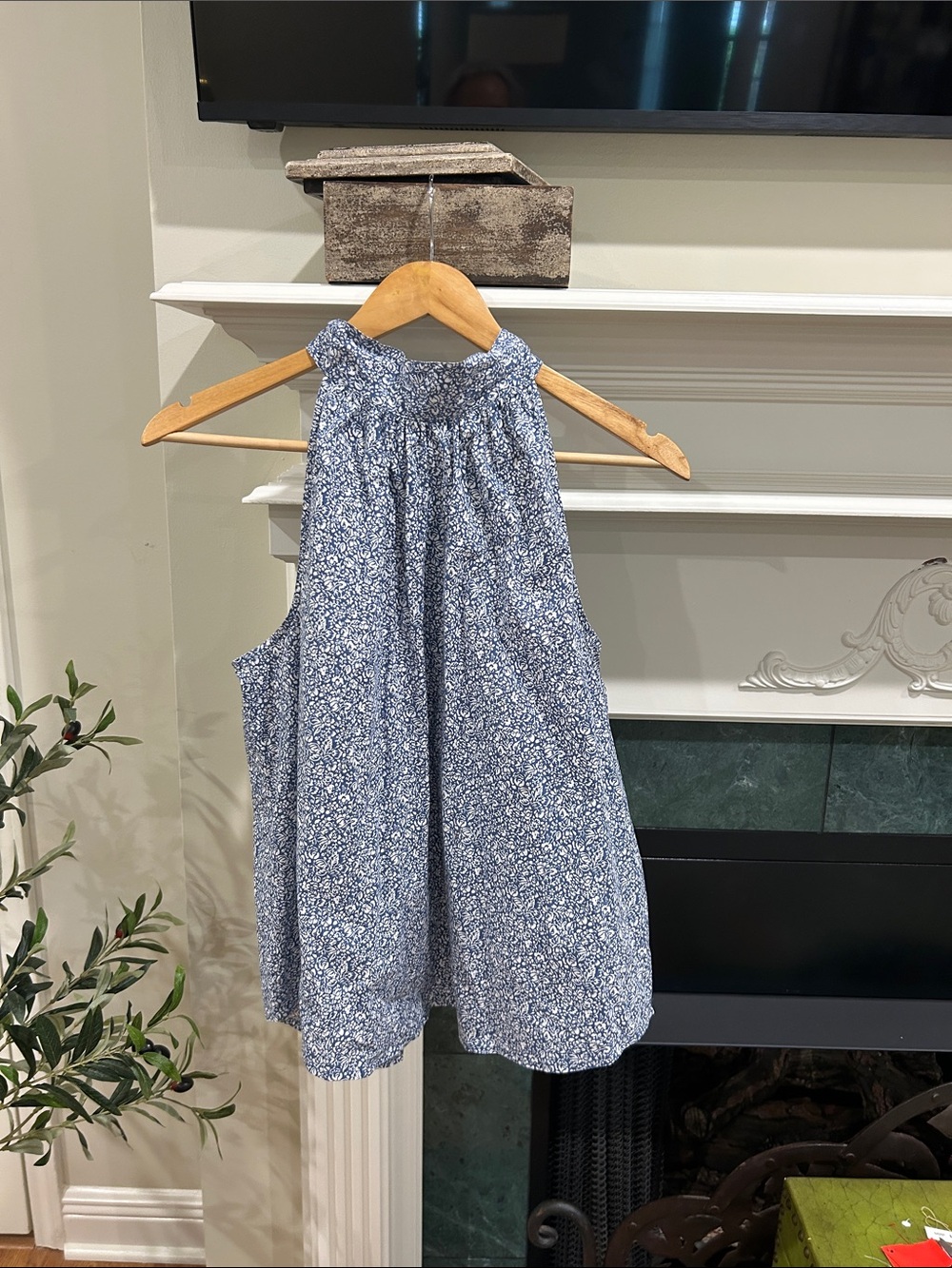 J. Crew Blue and White Floral Halter Tank